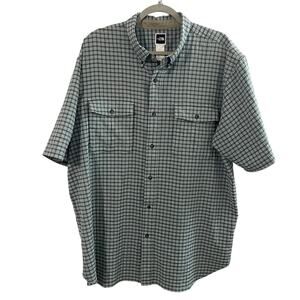 The North Face Button Down Shirt Plaid Seersucker Blue Brown White Men’s XL